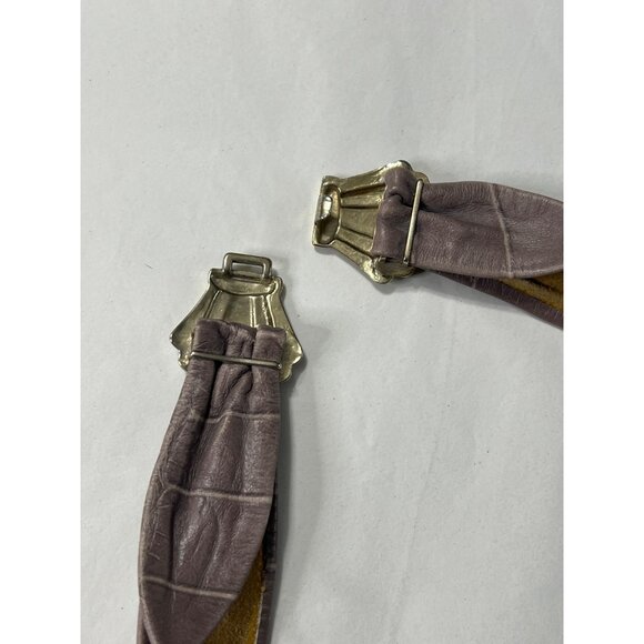 Vintage Taupe Leather Belt With Metal Clasp - Picture 6 of 7